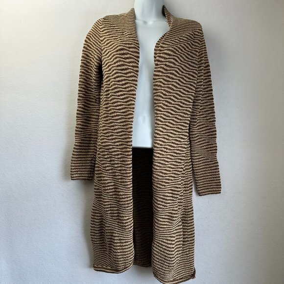 Chico's Cardigan women 0 (S4)  Duster Lani‎ Metallic brown Gold metallic holiday - Picture 1 of 6